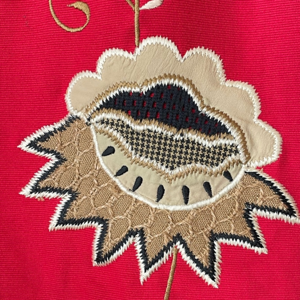 Vintage 90s Indigo Moon Red Embroidered Coat Sz M - Picture 5 of 9